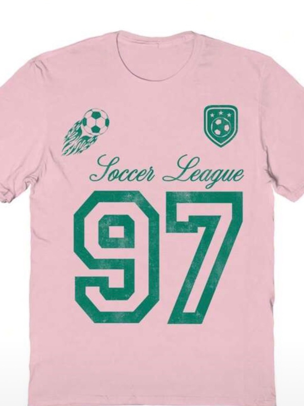H&M Pink Soccer League Graphic Tee with Green Print